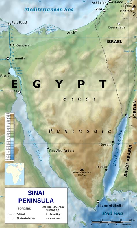 question where is the sinai peninsula located